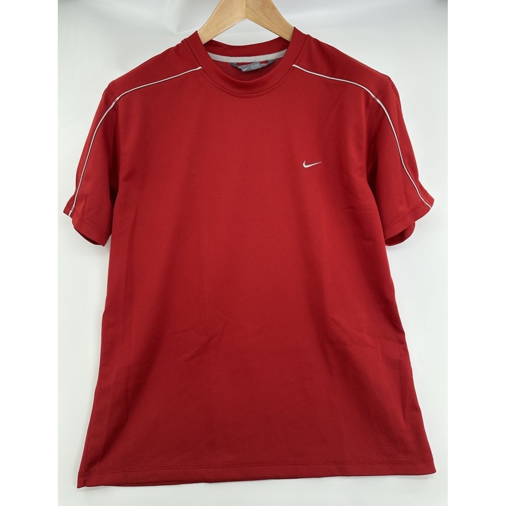 VTG Nike T Shirt‎ Men L Red Short Sleeve Embroidered Swoosh Breathable Y2K